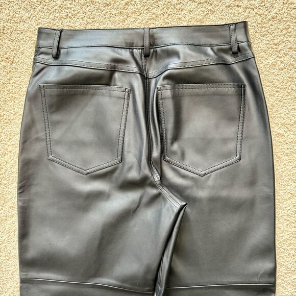 MANGO EUC Faux Leather Straight Leg Trousers Pants Black Size 10 - Picture 6 of 11